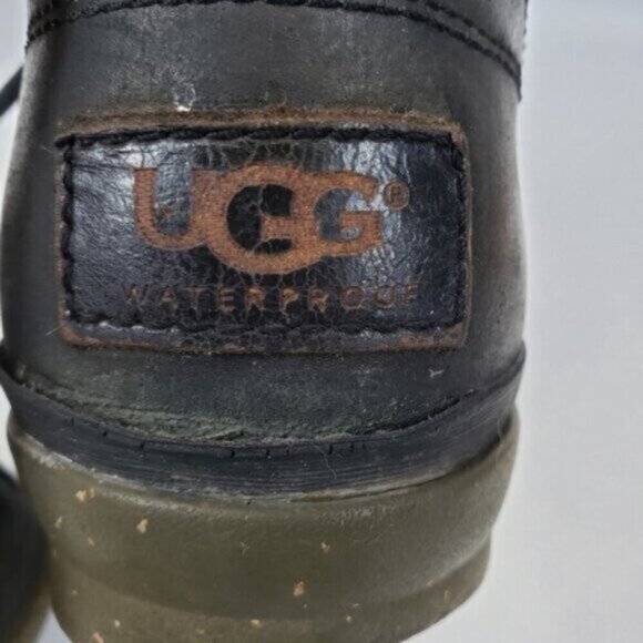 Ugg Cecile Leather Waterproof Ankle Boot Lace Up Black - Picture 10 of 14